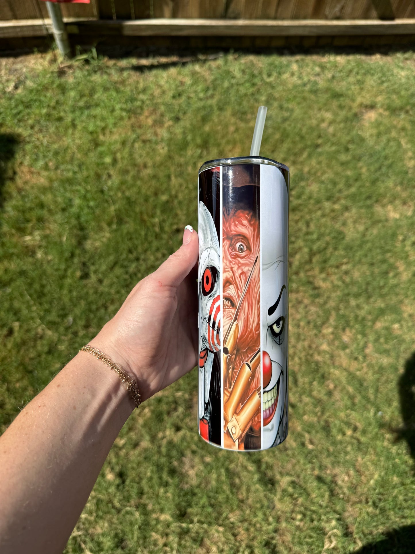 Horror Face Skinny Tumbler