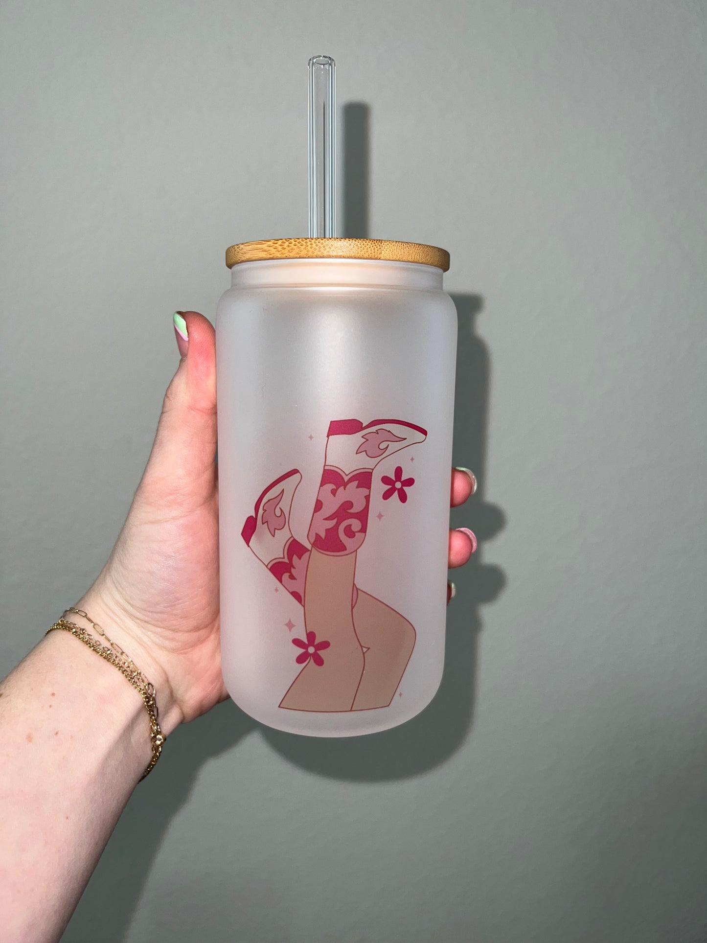 Cowgirl Boots Soda Can Glass