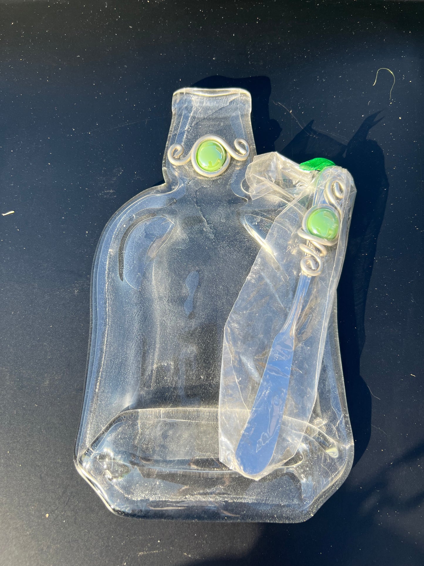 Flat Melted Bottle- Green