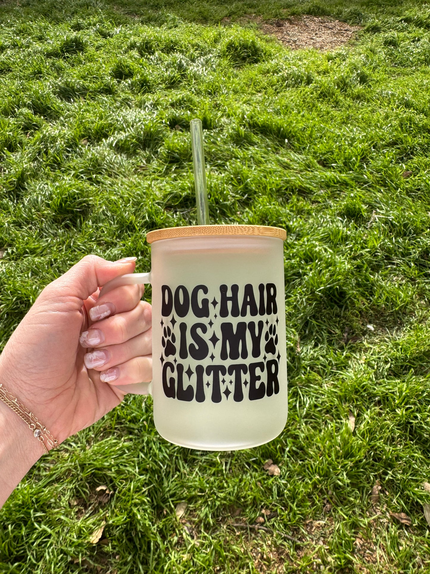 Dog Hair is My Glitter Glass Mug