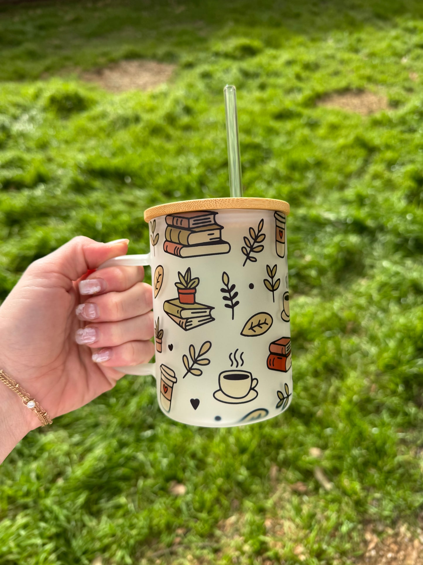 Books and Coffee Glass Mug