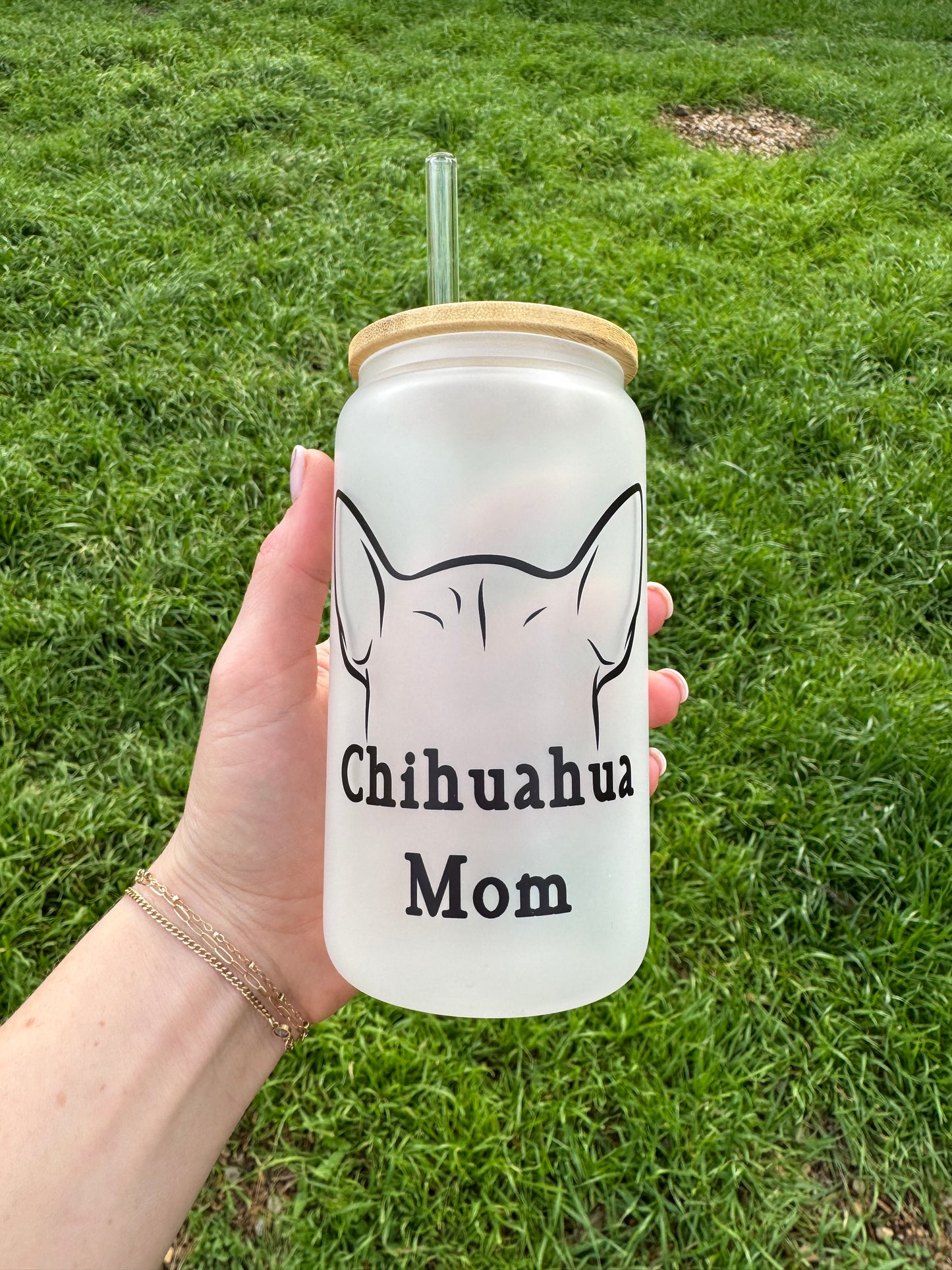 Chihuahua Mom Soda Can Glass