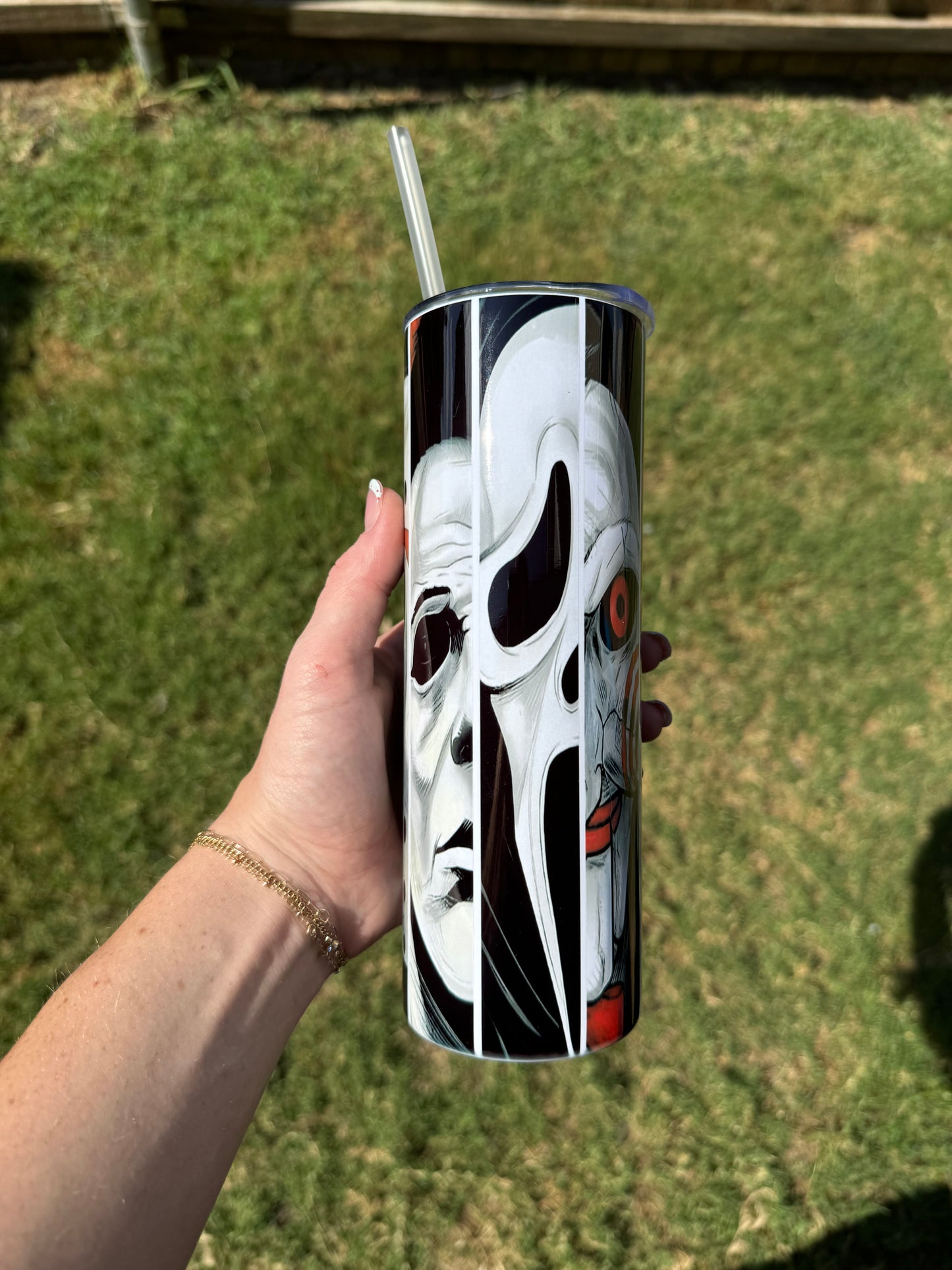 Horror Face Skinny Tumbler