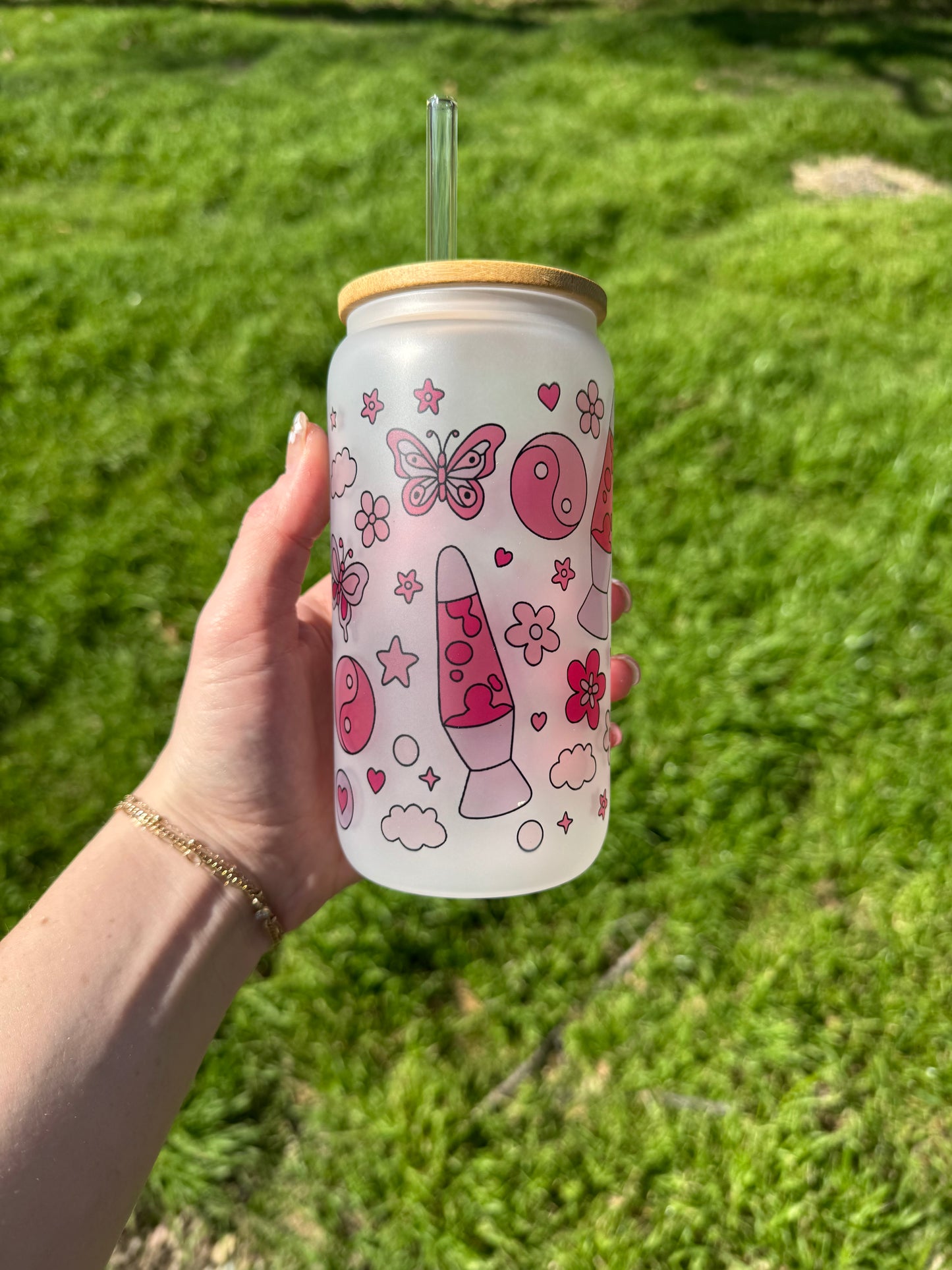 Pink Lava Lamp Soda Can Glass