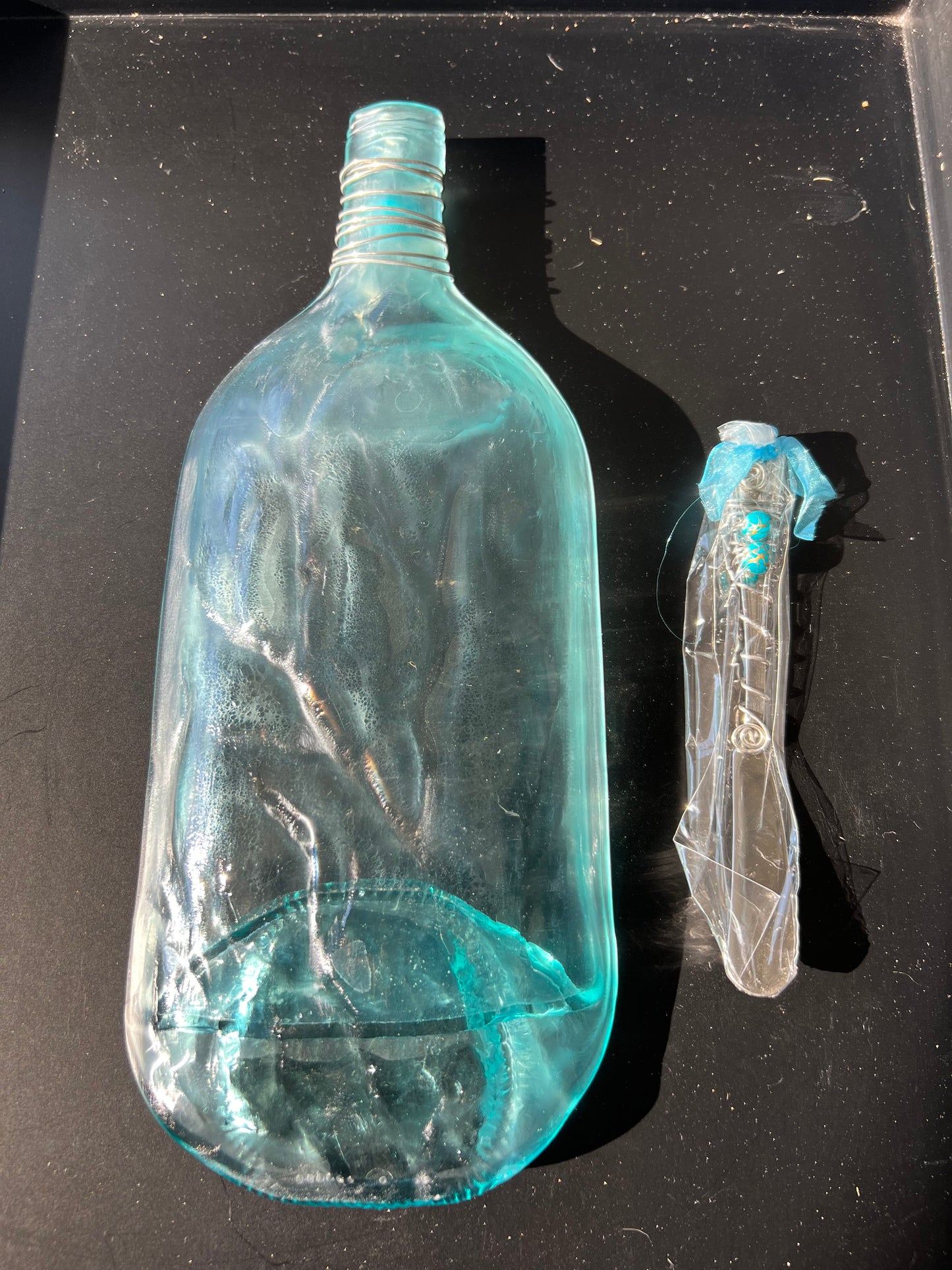 Branch Melted Bottle- Turquoise and Gold