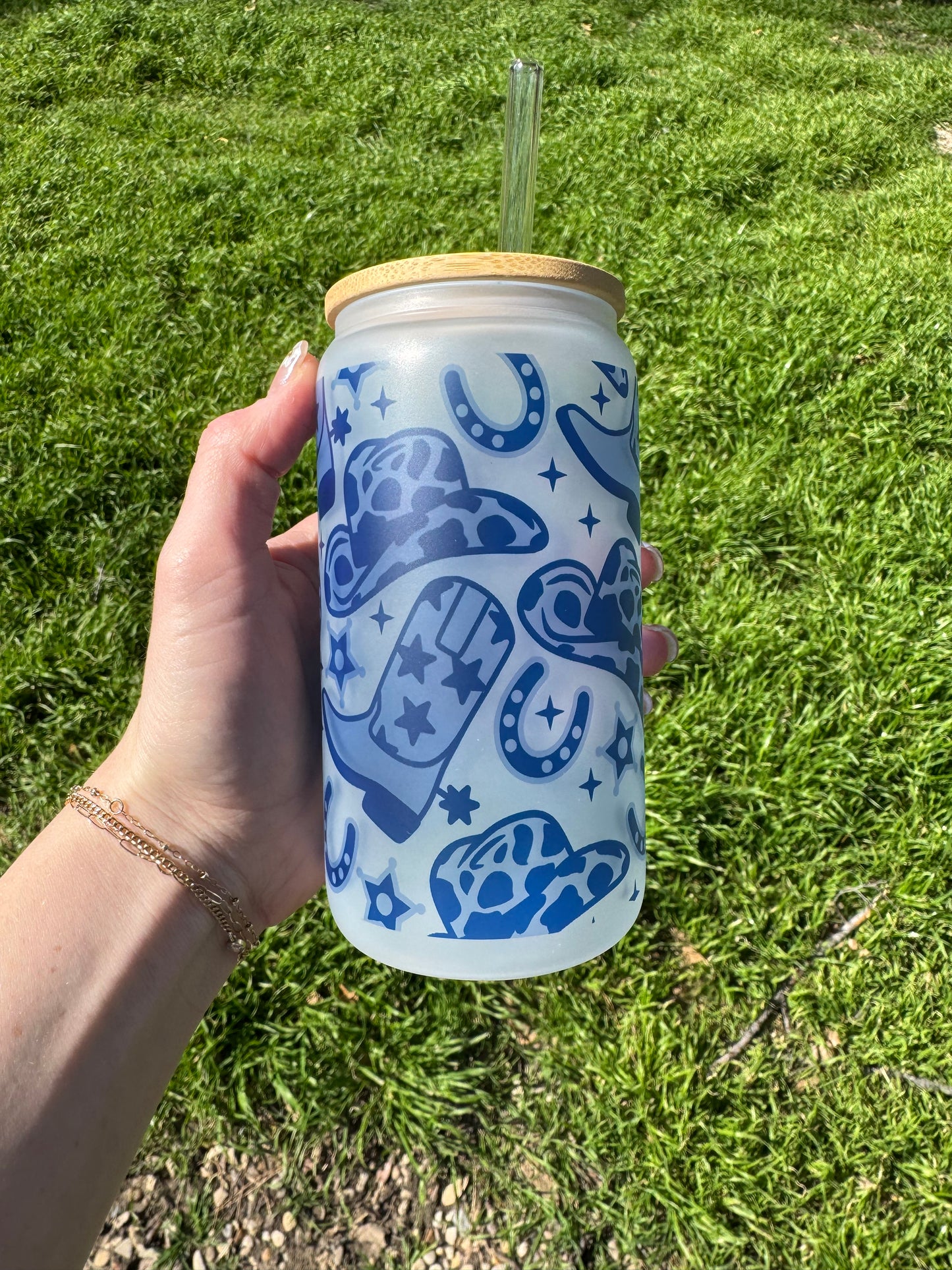Cowgirl Soda Can Glass