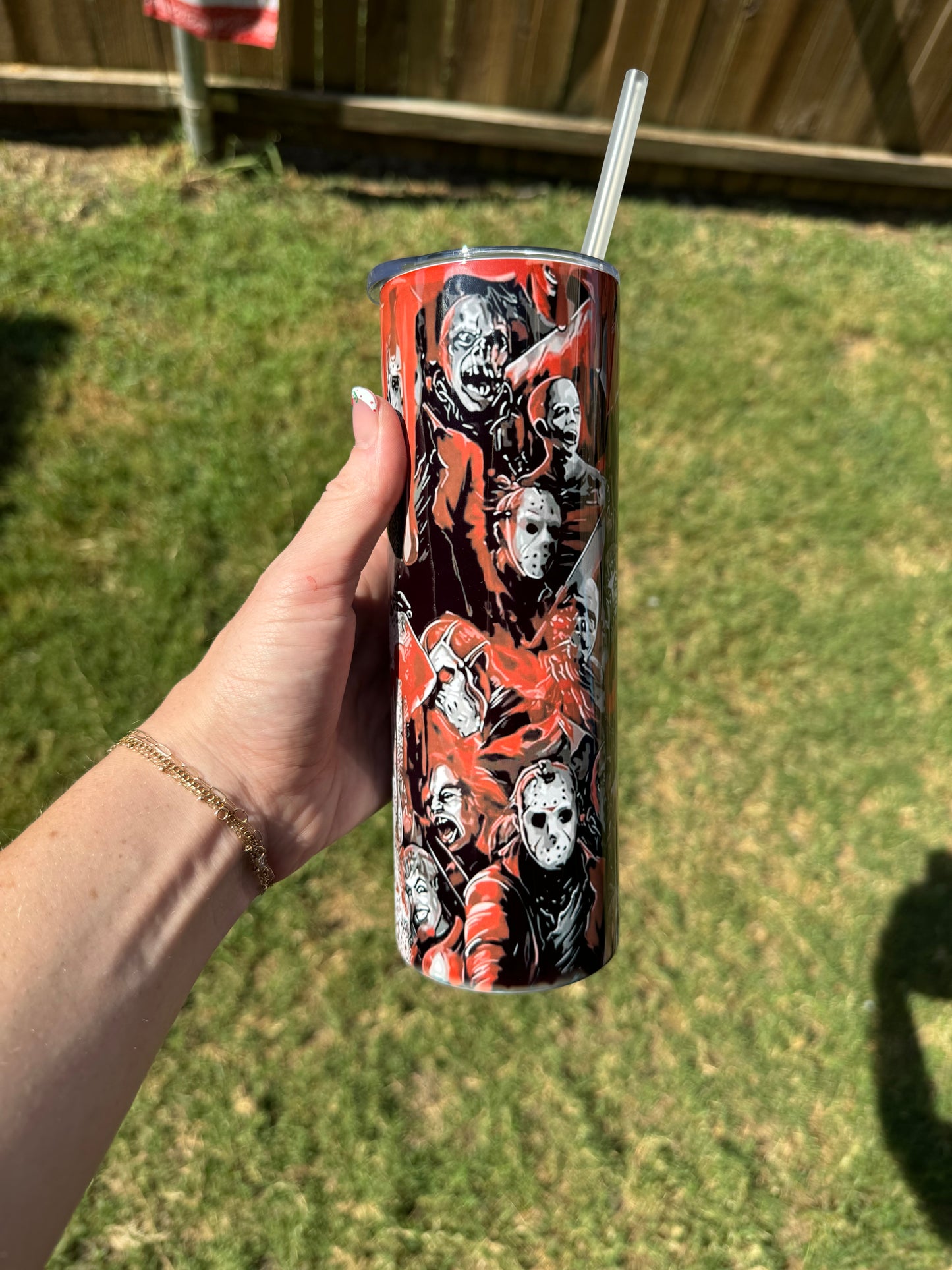 Girl Who Loves Horror Movies Skinny Tumbler