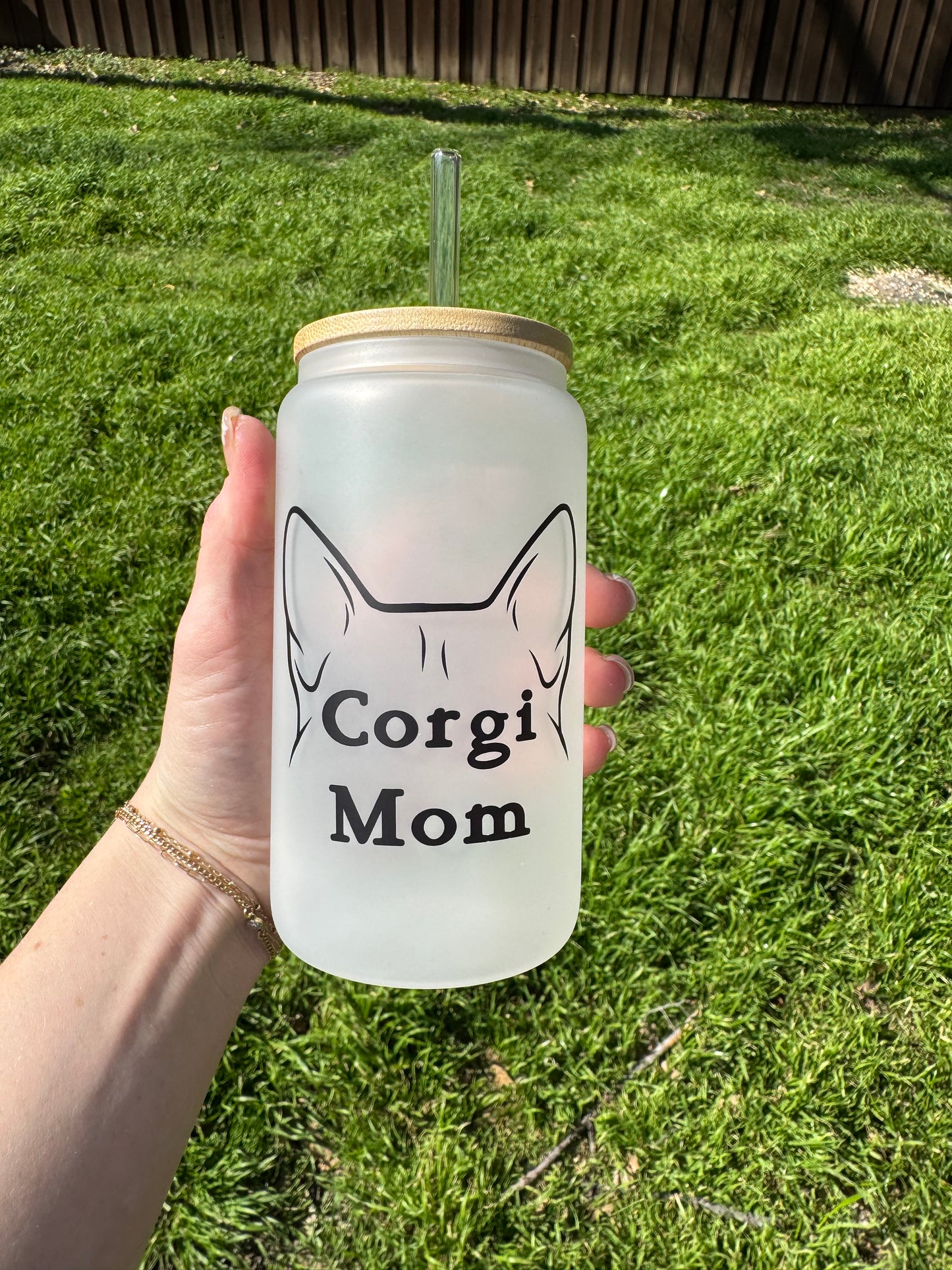 Corgi Mom Soda Can Glass