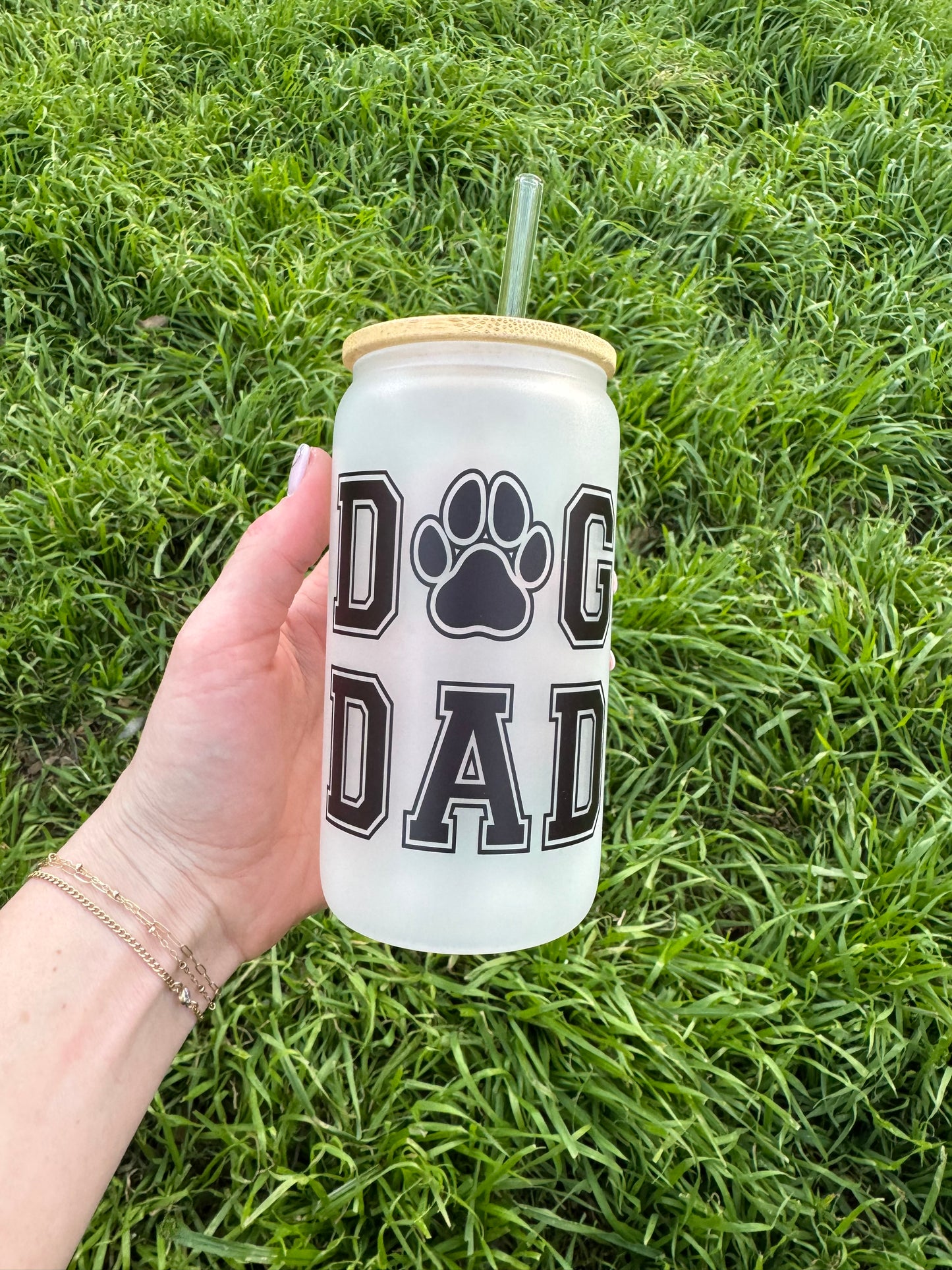 Dog Dad Soda Can Glass