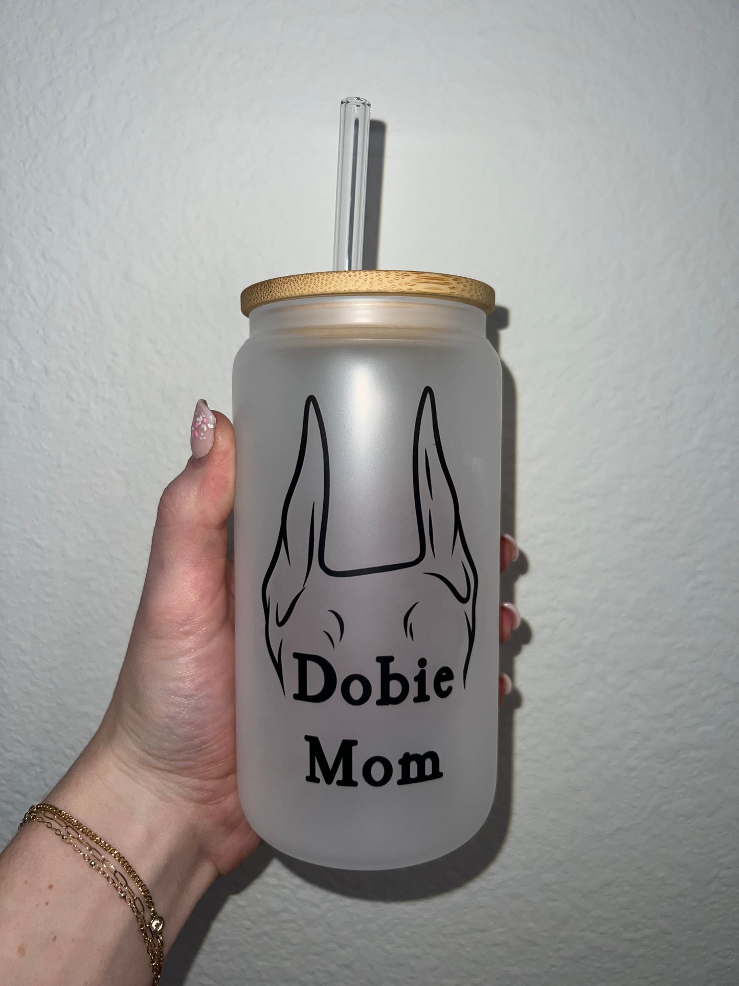 Dobie Mom Soda Can Glass
