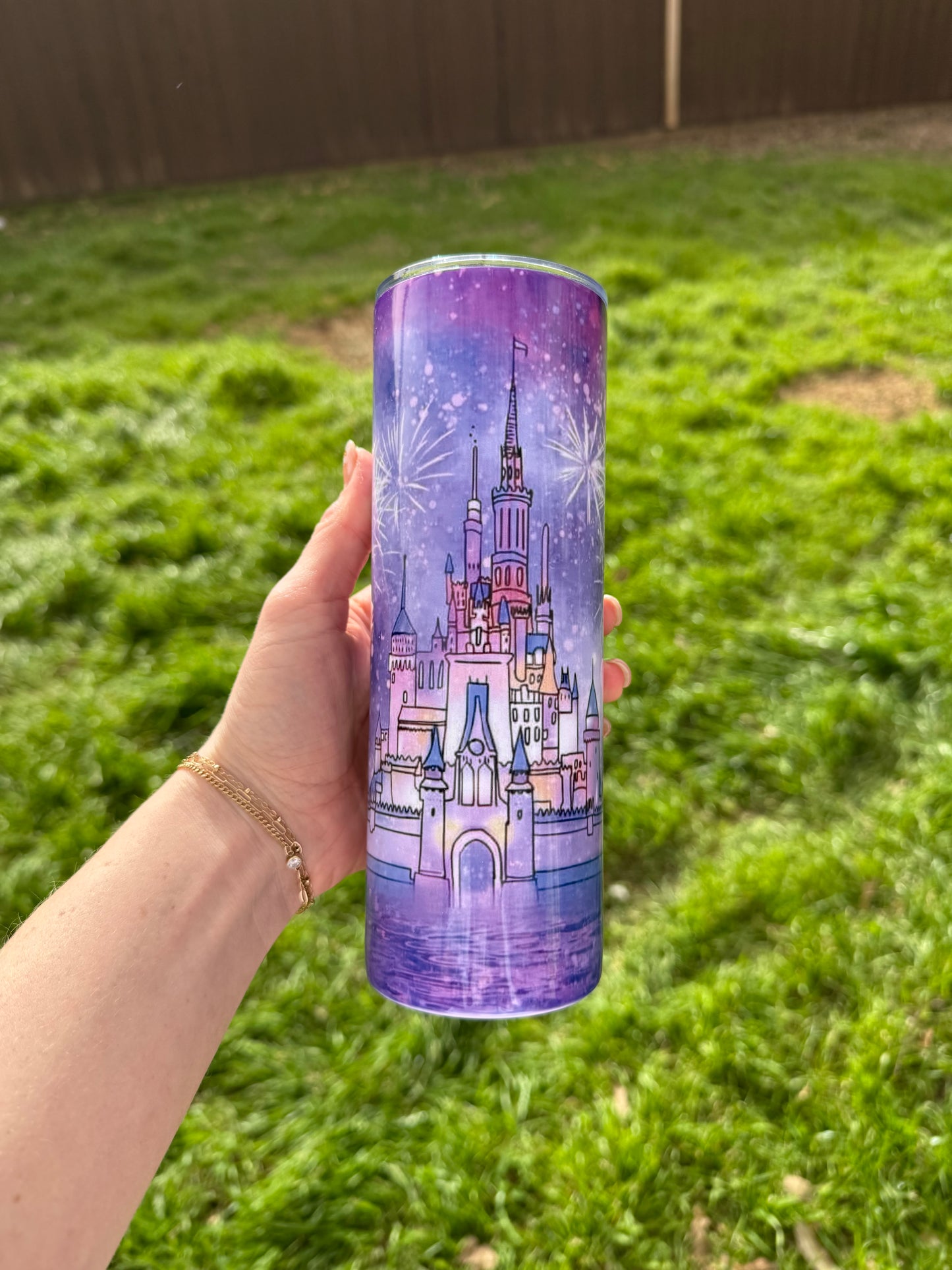 Watercolor Castle Skinny Tumbler
