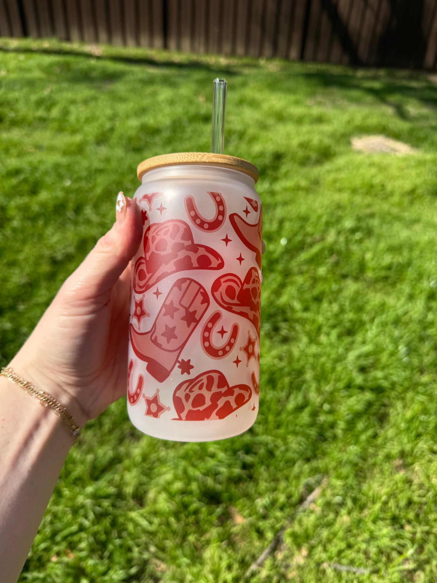 Cowgirl Soda Can Glass