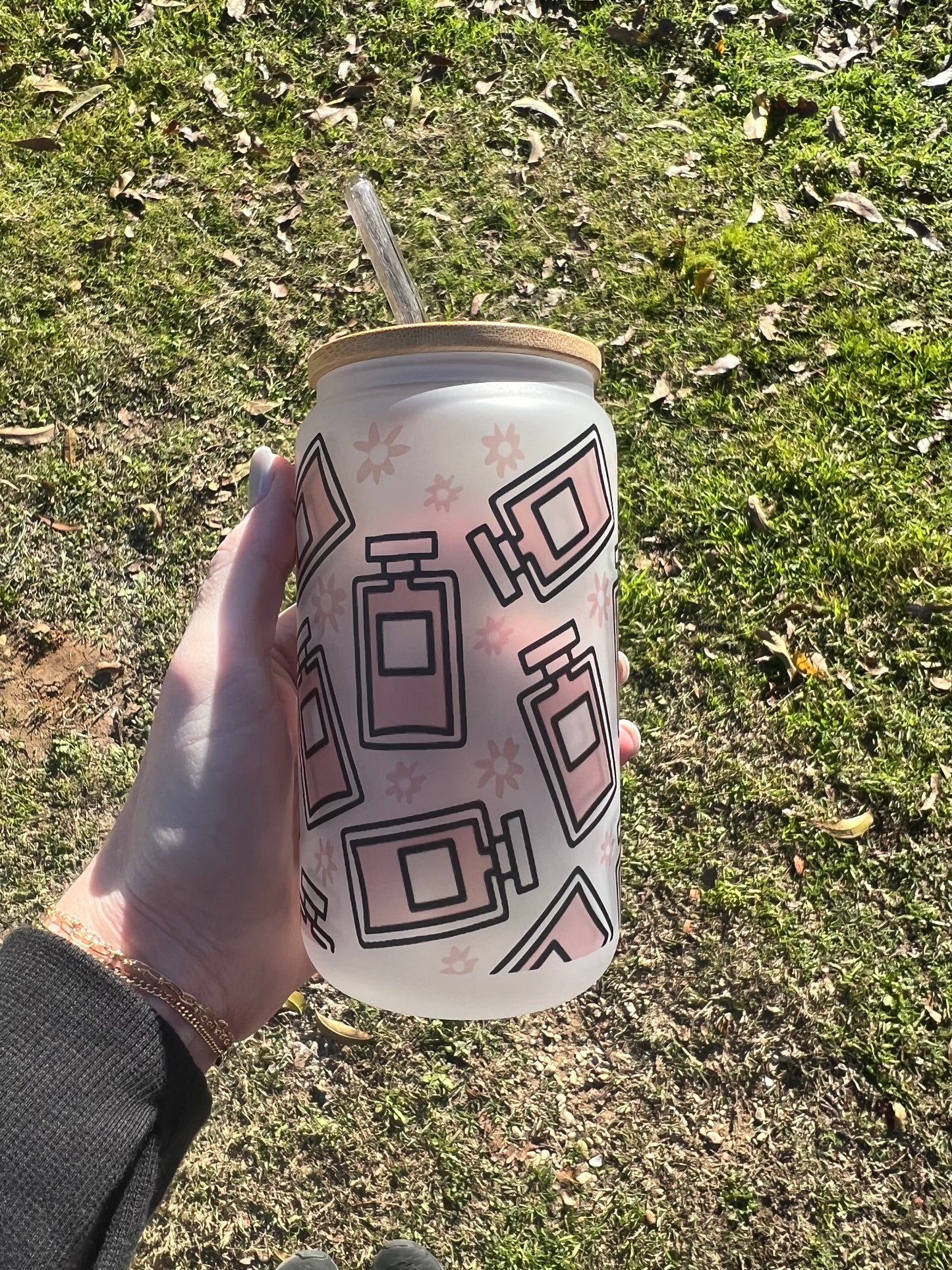 Pink Perfume Soda Can Glass