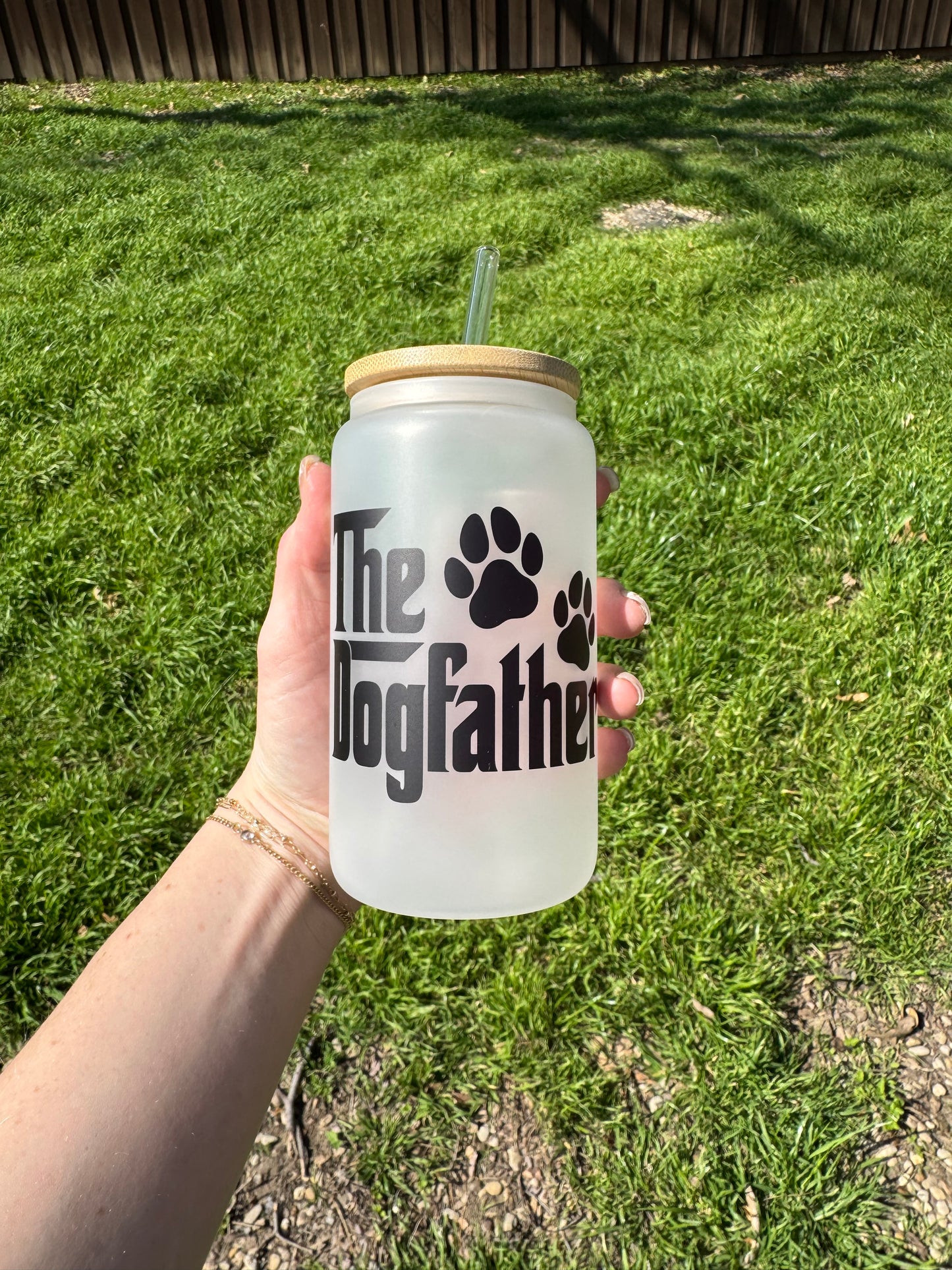 The Dogfather Soda Can Glass