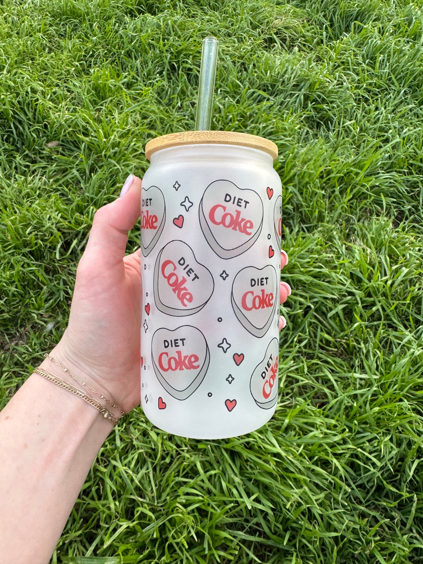 Diet Coke Hearts Soda Can Glass
