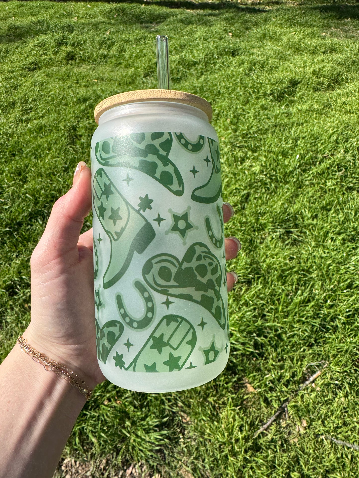 Cowgirl Soda Can Glass