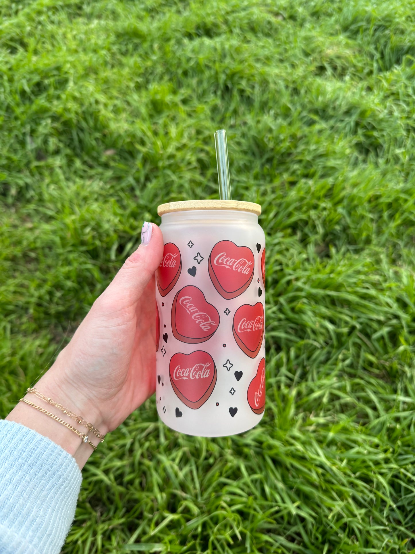 Coca-Cola Hearts Soda Can Glass
