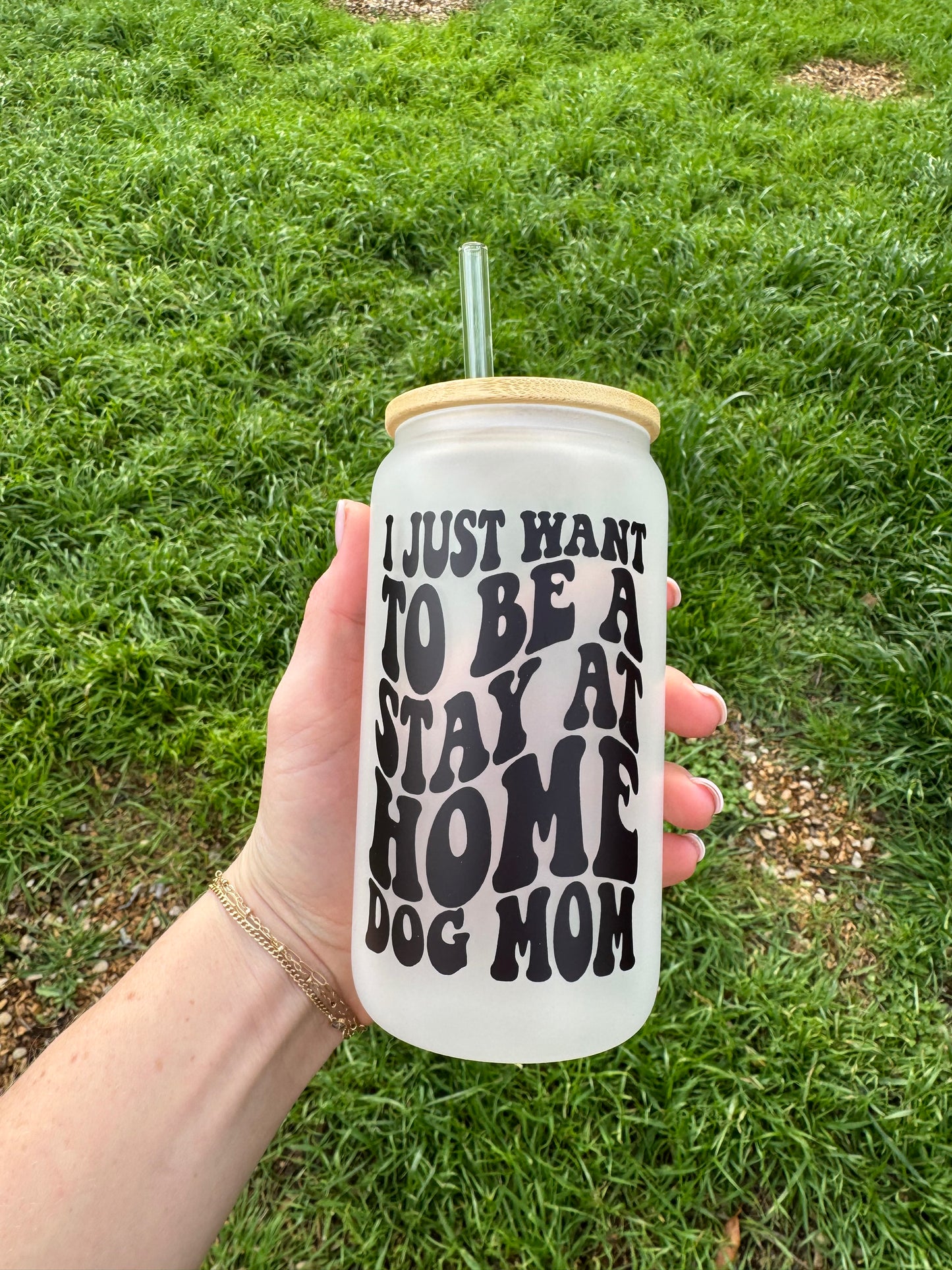 Stay at Home Dog Mom Soda Can Glass