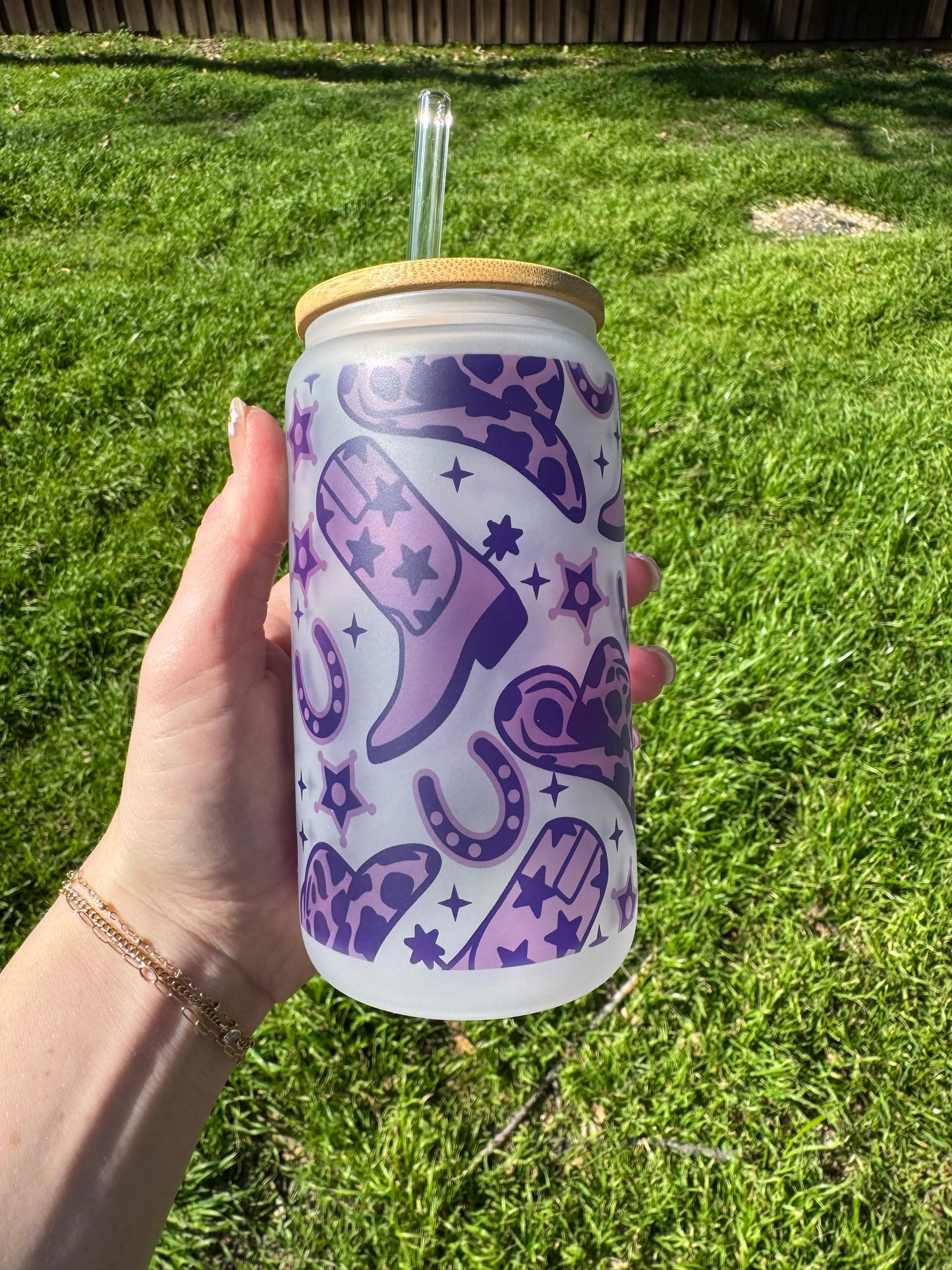 Cowgirl Soda Can Glass