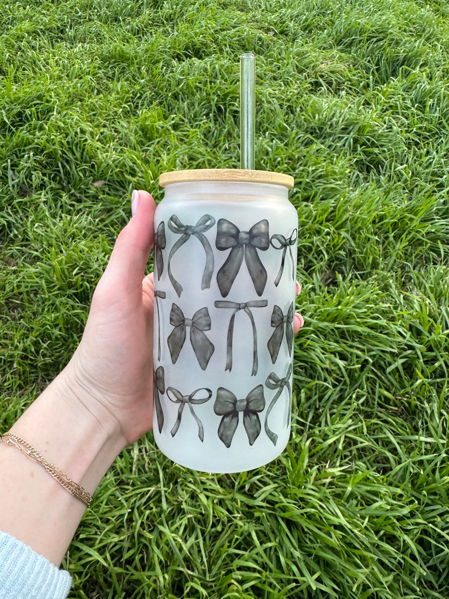 Black Bows Soda Can Glass