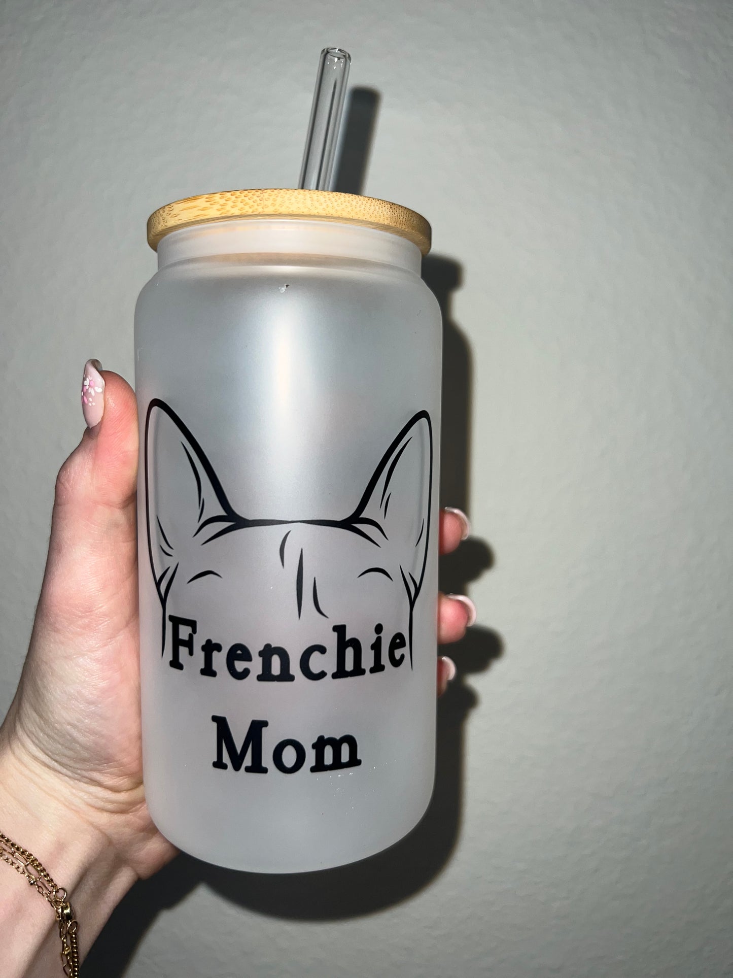 Frenchie Mom Soda Can Glass