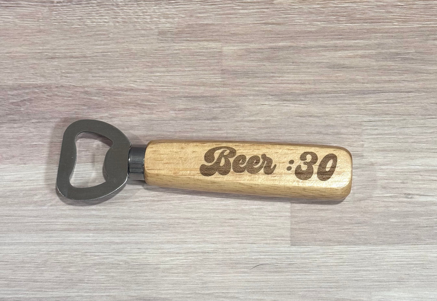 Beer:30 Wooden Handle Bottle Opener