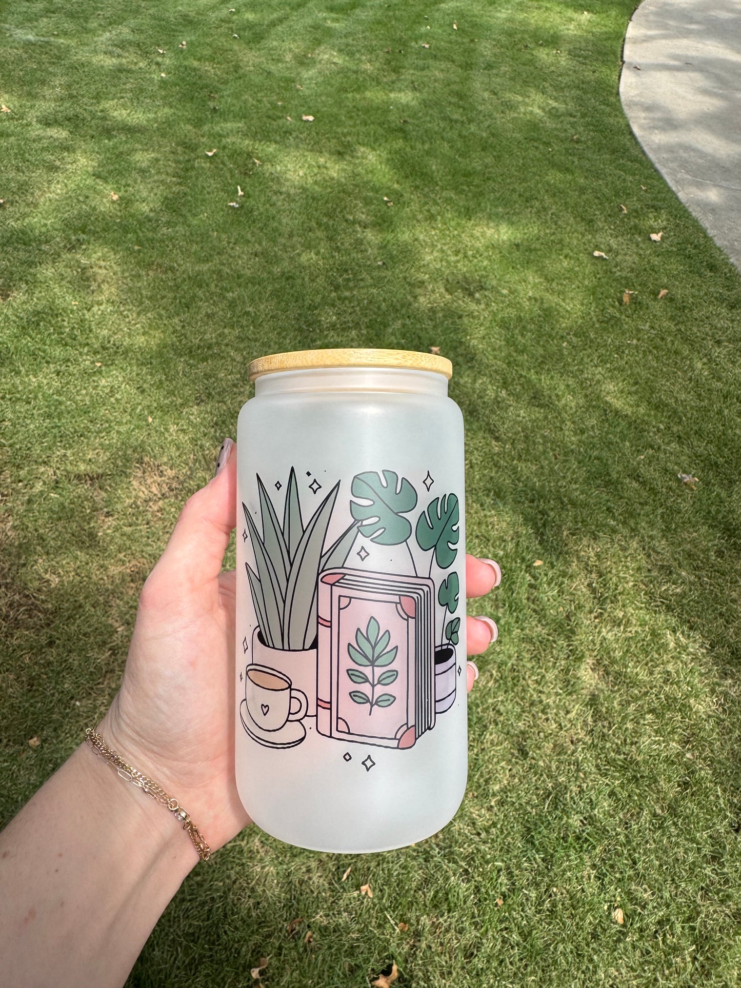 Plant And Book Soda Can Glass