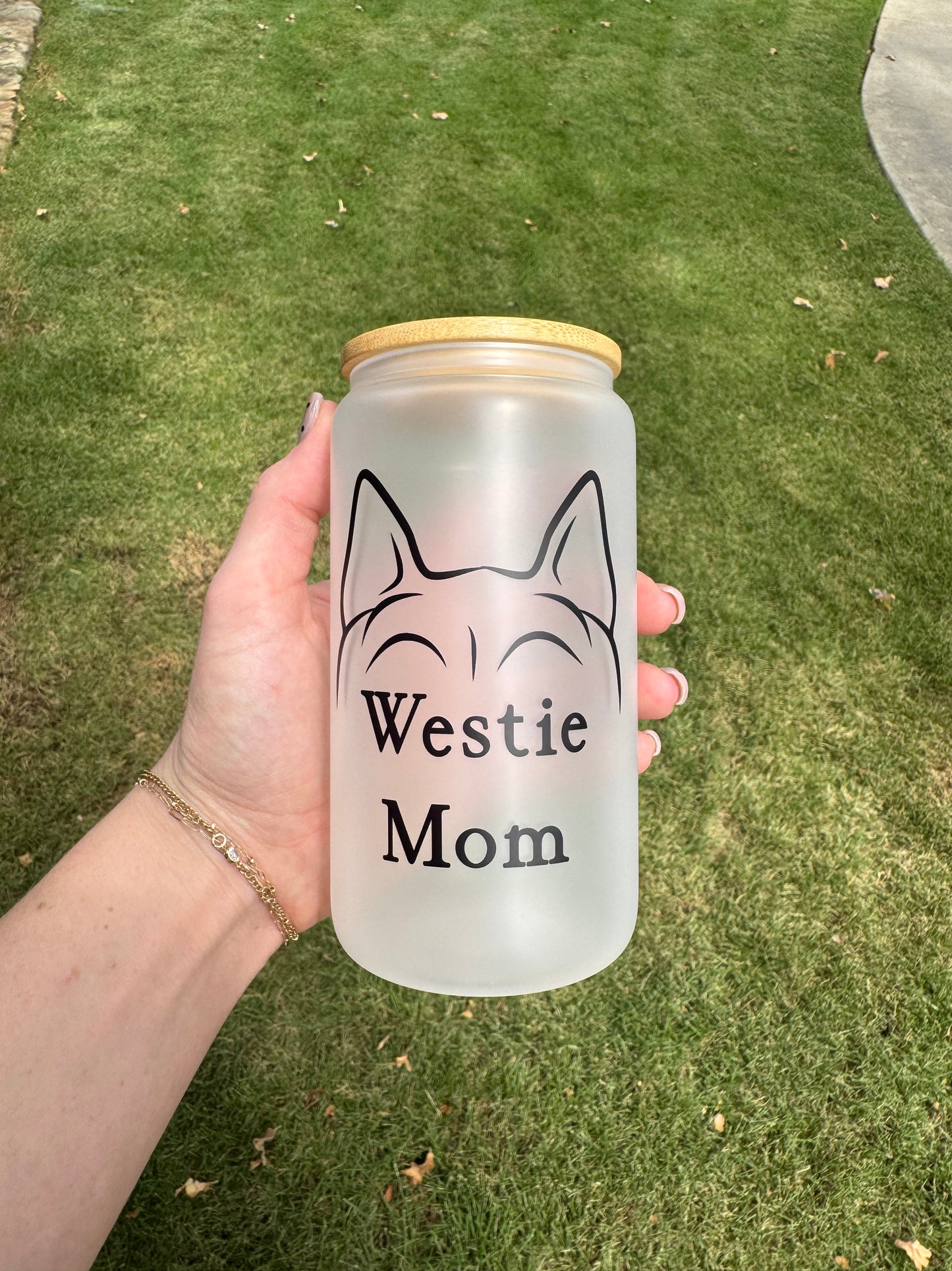 Westie Mom Soda Can Glass
