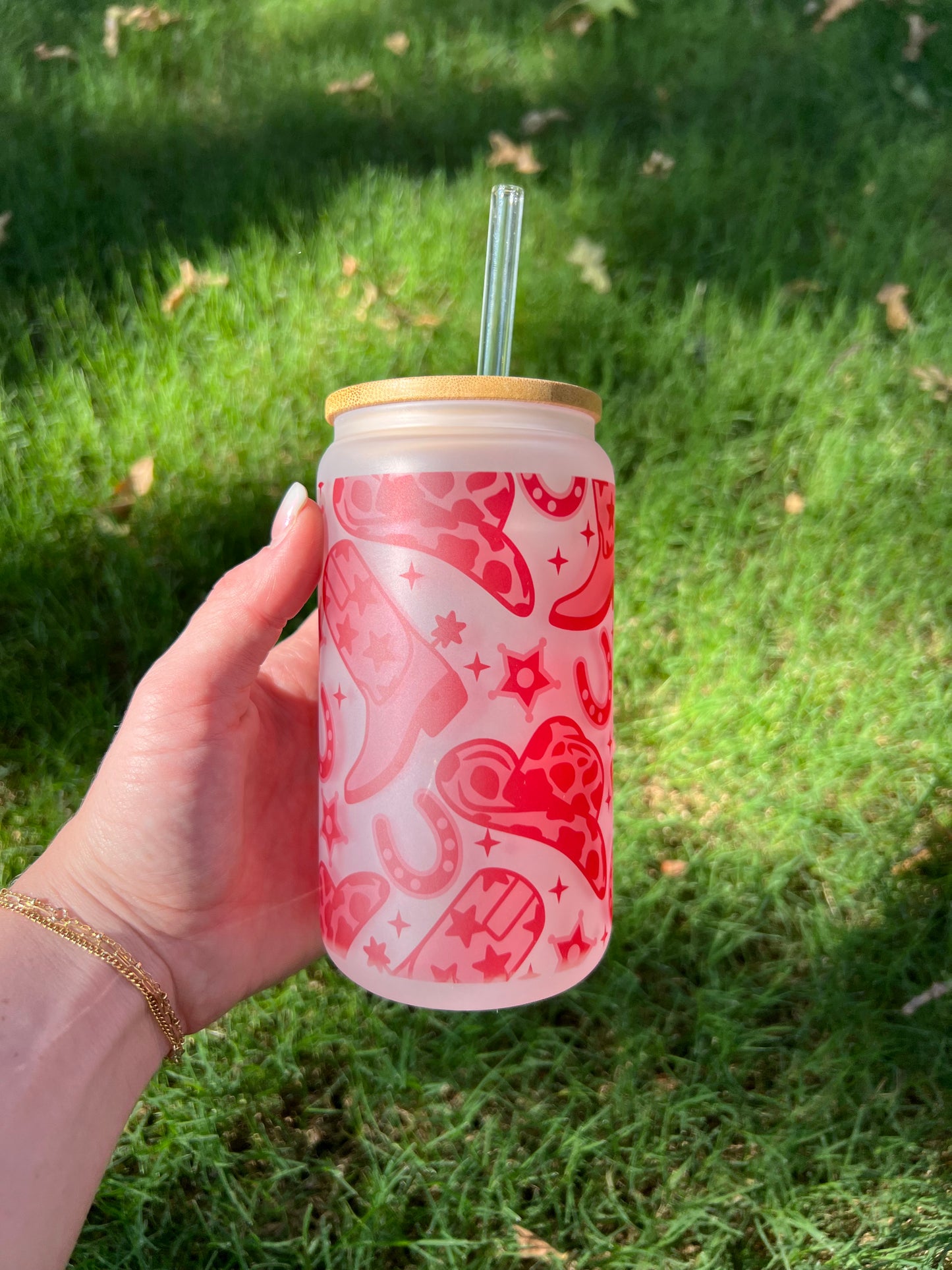 Cowgirl Soda Can Glass
