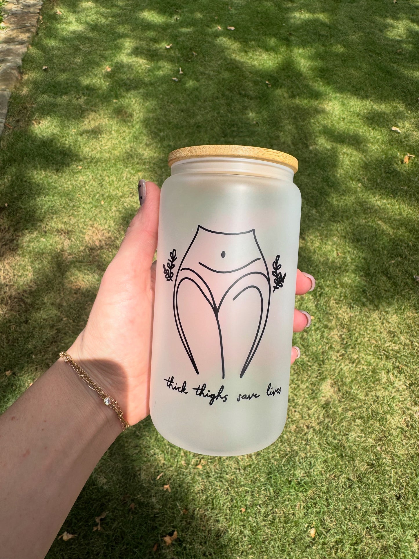 Thick Thighs Soda Can Glass