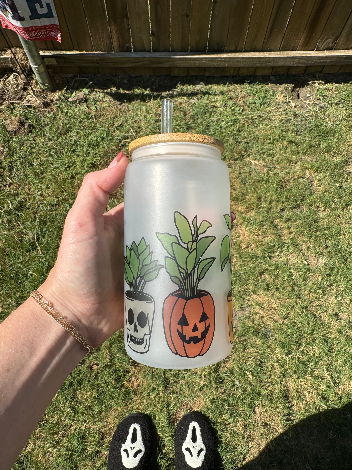 Halloween Plants Soda Can Glass