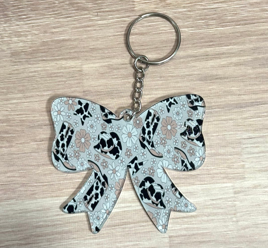 Cow-Girl Acrylic Bow Keychain