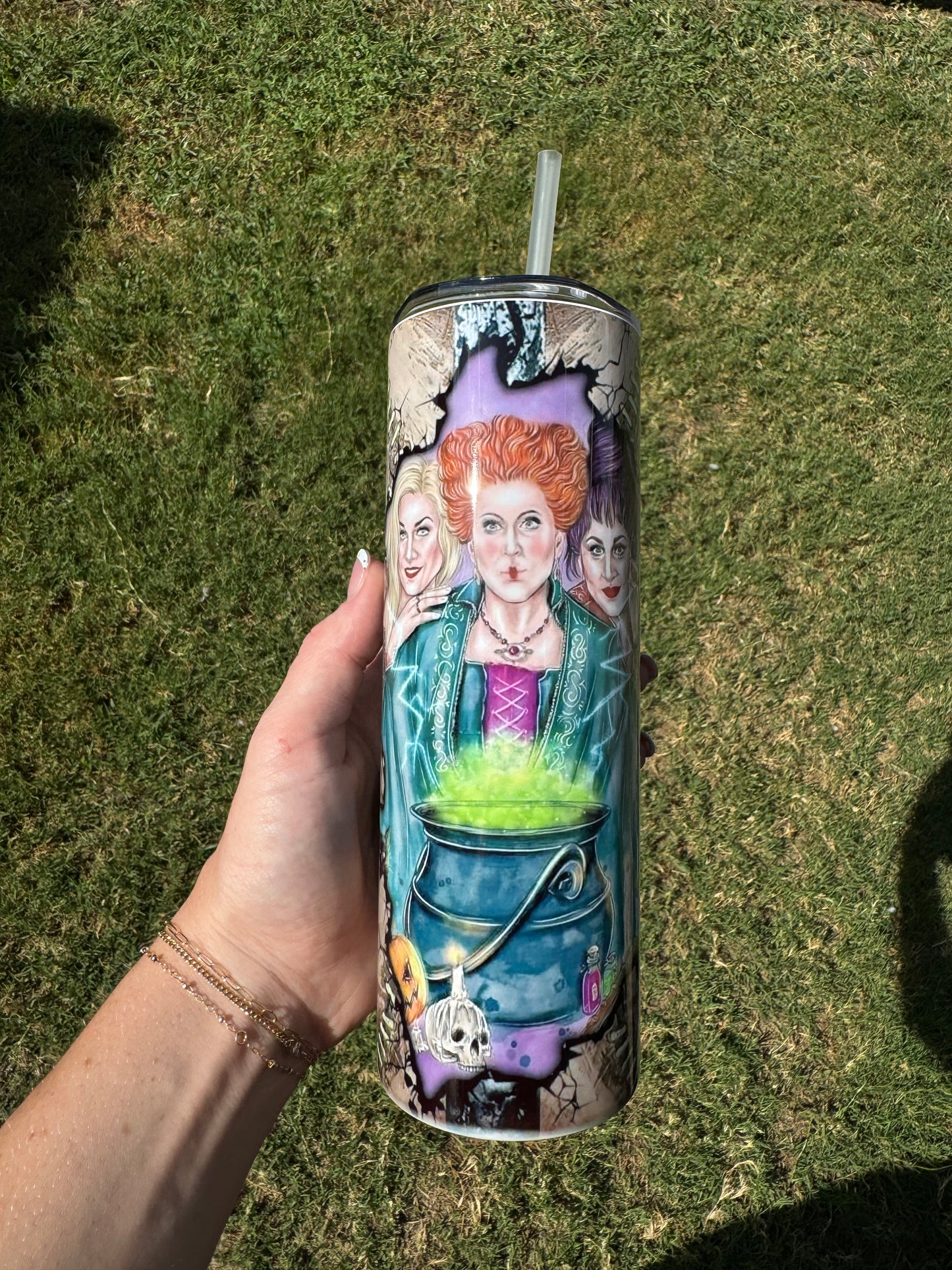 Witch Sisters Book Skinny Tumbler