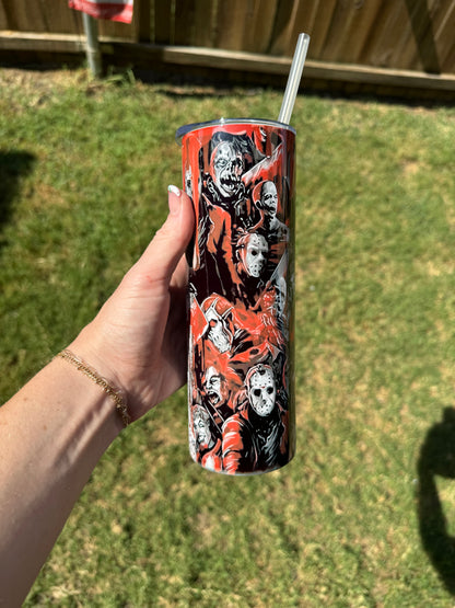 Girl Who Loves Horror Movies Skinny Tumbler