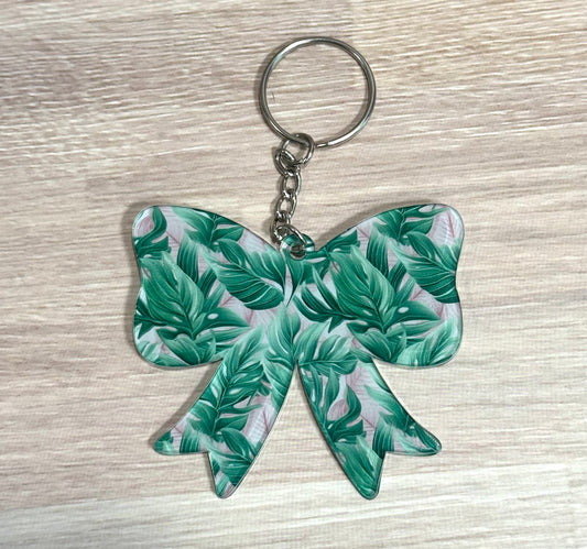 Tropic Leaf Acrylic Bow Keychain
