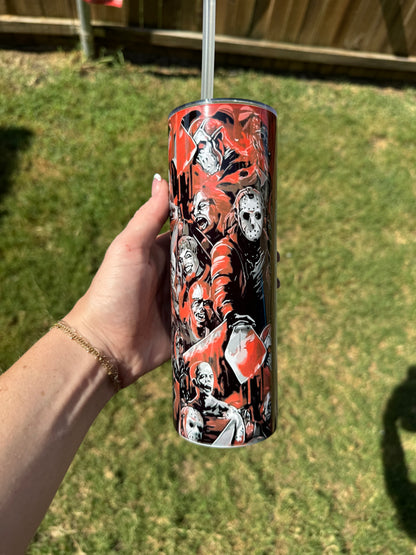 Girl Who Loves Horror Movies Skinny Tumbler