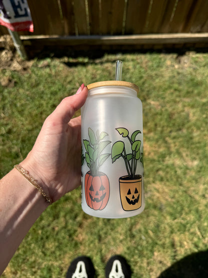 Halloween Plants Soda Can Glass