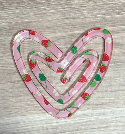Strawberry Vine Acrylic Heart Paperclip