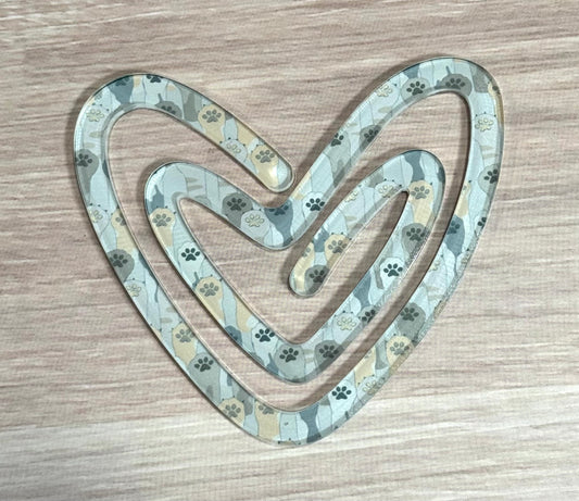 Cat Paws Acrylic Heart Paperclip