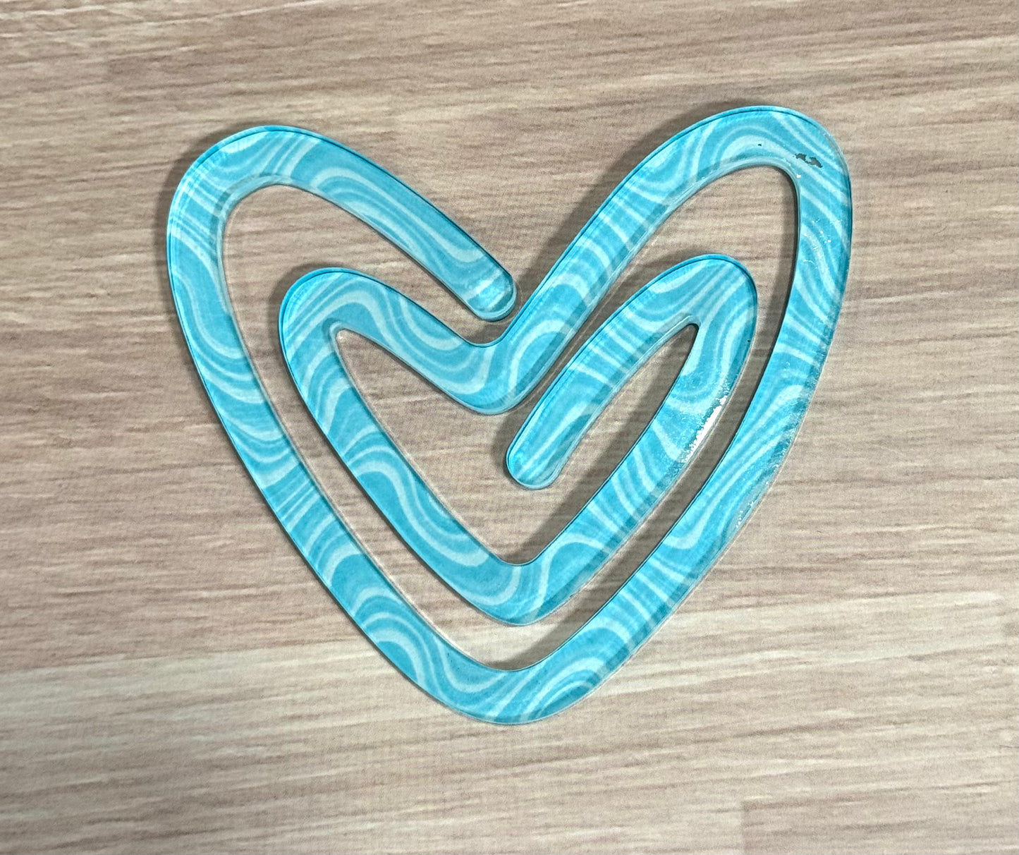 Blue Swirl Acrylic Heart Paperclip