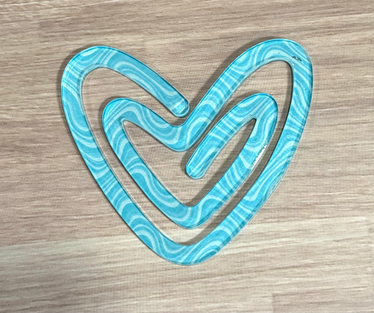 Blue Swirl Acrylic Heart Paperclip