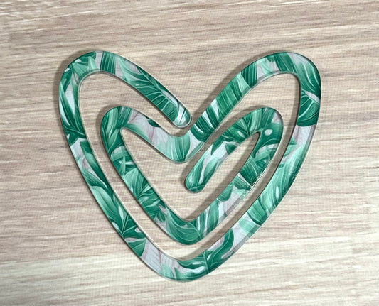 Tropic Leaf Acrylic Heart Paperclip