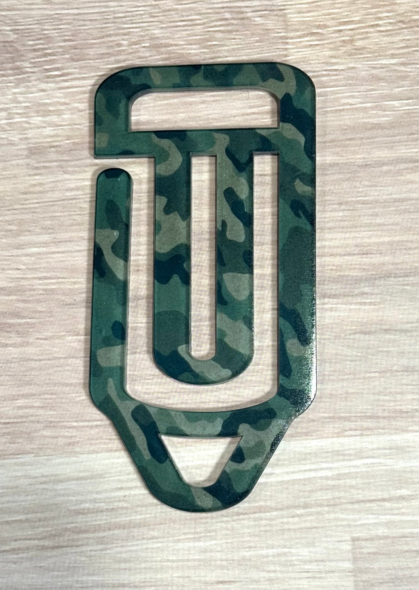 Camo Acrylic Pencil Paperclip