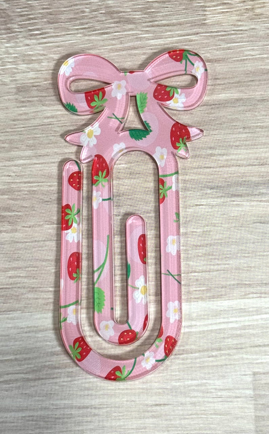 Strawberry Vine Acrylic Bow Jumbo Paperclip