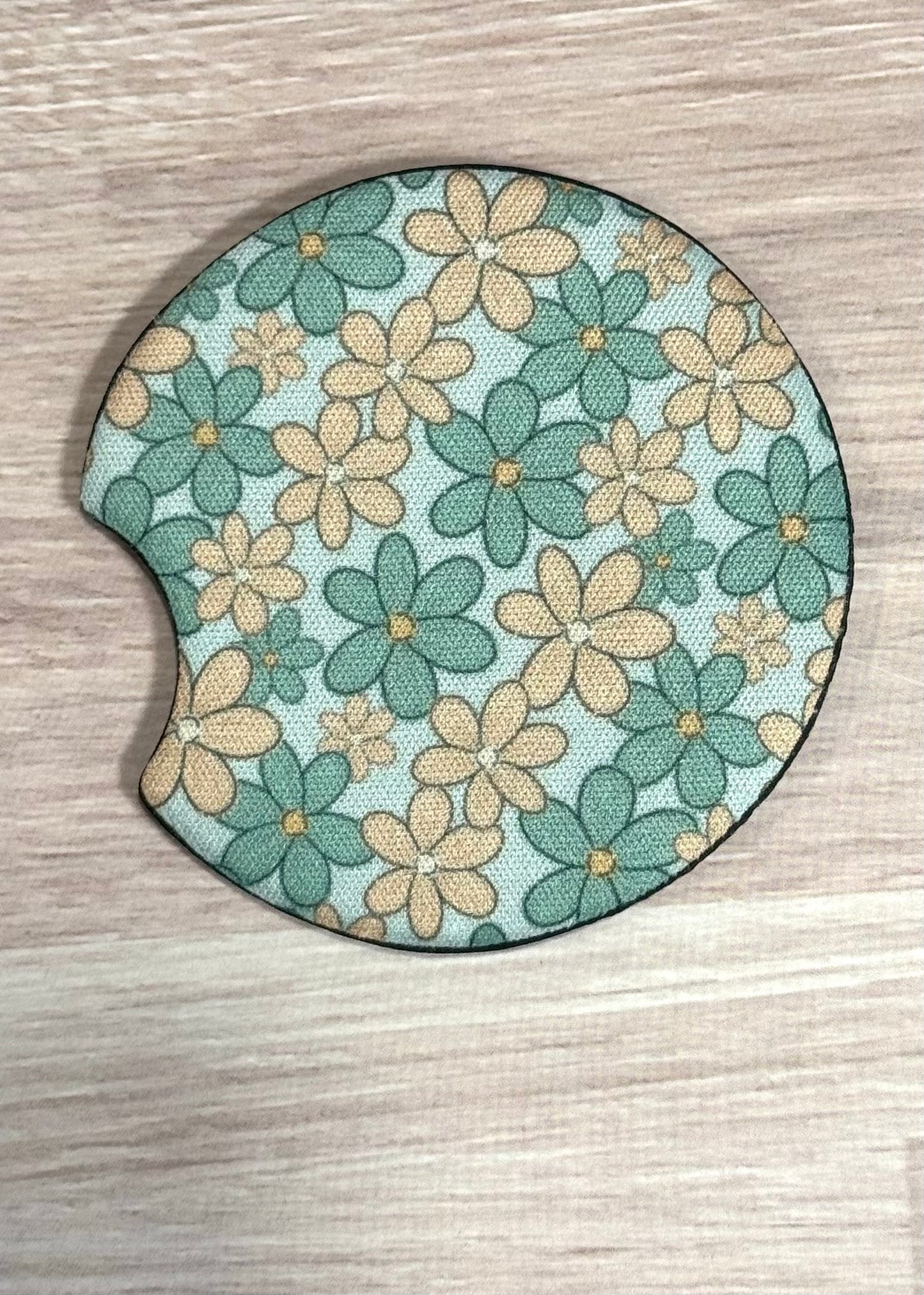 Teal & Orange Flower Car Coaster