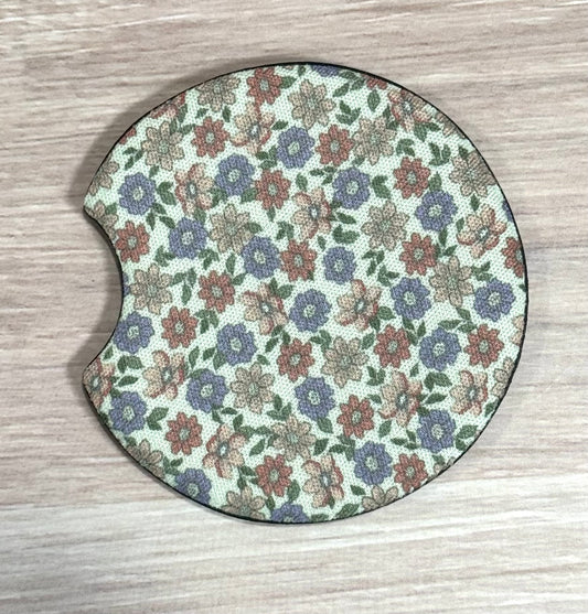 Pink And Purple Flower Car Coaster
