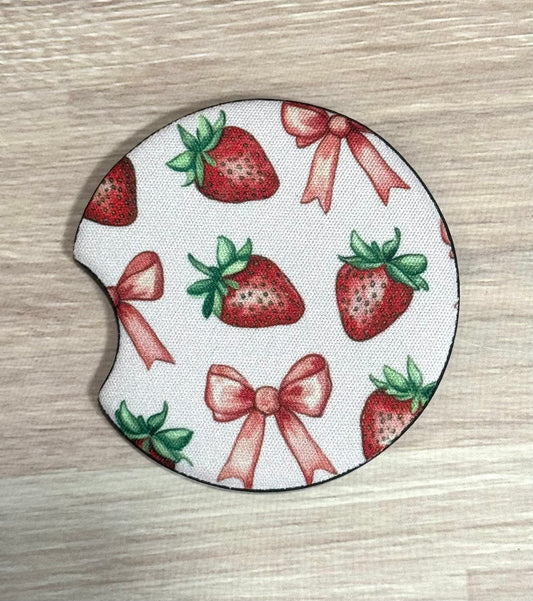 Strawberry Coquette Car Coaster
