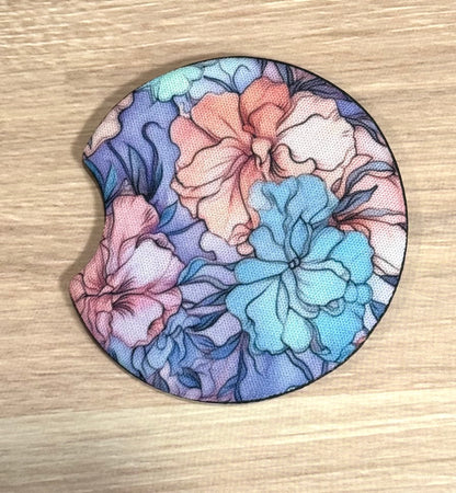 Watercolor Flowers Car Coaster