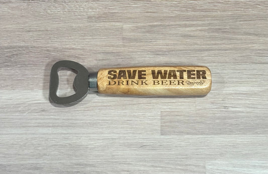 Save Water Drink Beer Wooden Handle Bottle Opener
