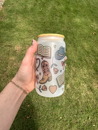 Western Romance Book Soda Can Glass